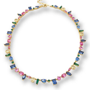 Ariana Statement Necklace in Gold with Multi-Shaped Cubic Zirconia