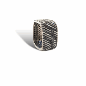 Camila Eternity Ring in Gunmetal with Blue Diamond Accent