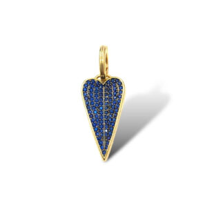 Cora Heart Charm in Gold with Blue Sapphire Cubic Zirconia