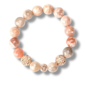Esme Stretch Beaded Bracelet in Peach Moonstone