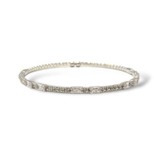 Grace Baguette Bracelet in White Gold with Cubic Zirconia