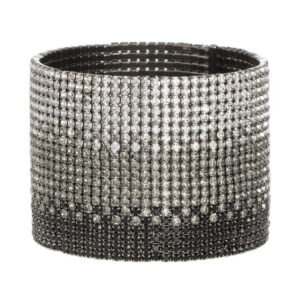Margaux Bangle in Gunmetal with 20 Rows of Cubic Zirconia