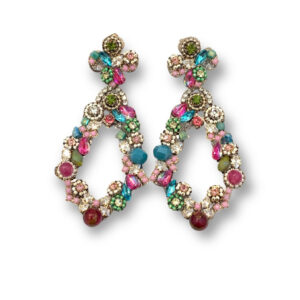 Isabella Drop Earrings in Fuchsia and Antique Gold