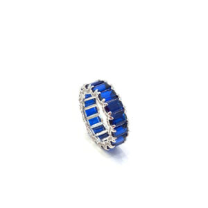 Julia Eternity Ring in White Gold with Blue Sapphire Cubic Zirconia