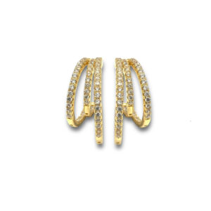 Maeve Triple Hoop Earrings in Gold with Cubic Zirconia