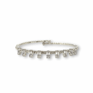 Nora Baguette Bracelet in White Gold with Cubic Zirconia
