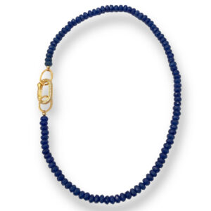 Olympia Sodalite Necklace in Gold with Cubic Zirconia Charm Holder