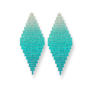 Seraphim Earrings in Teal with Cubic Zirconia and Diamond Detail